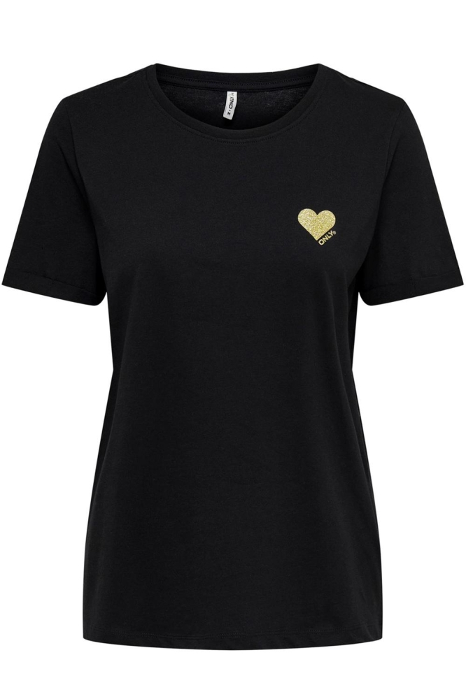 ONLKITA LIFE S/S LOGO TOP NOOS 15244714 BLACK/GOLD GLITT